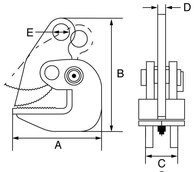 gt horizontal plate clamp dimensions